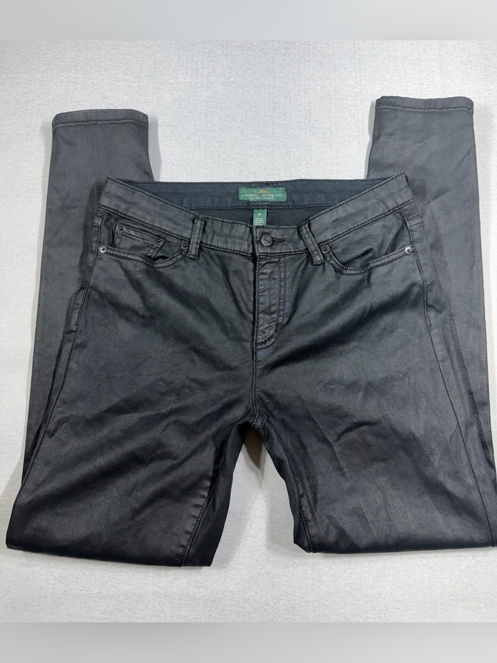 Lauren Jeans Co. Ralph Lauren
Black Coated Waxed Skinny
Jeans Size10